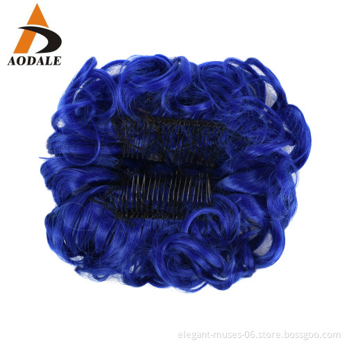 High Quality Fashion Heat Resistant Bun Afro messy kinky curly Synthetic extension wigs clip ponytail Scrunchies Chignon hair